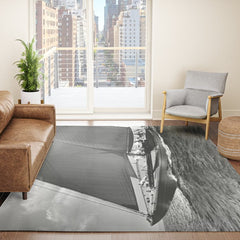 12-meter Sailing Yacht America's Cup Races nautical black and white photograph Rug