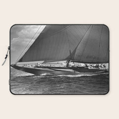 12-meter Sailing Yacht America's Cup Races nautical black and white photograph Laptop Sleeve