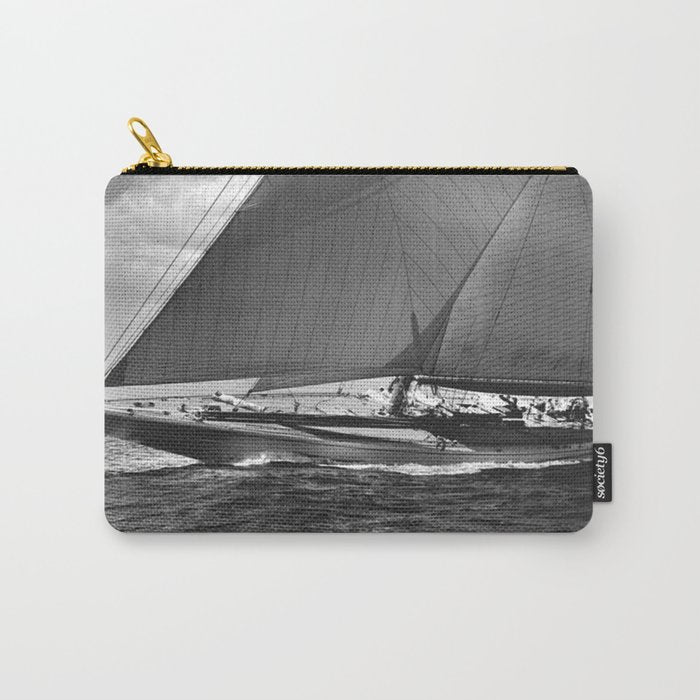 12-meter Sailing Yacht America's Cup Races nautical black and white photograph Carry All Pouch