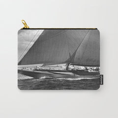 12-meter Sailing Yacht America's Cup Races nautical black and white photograph Carry All Pouch