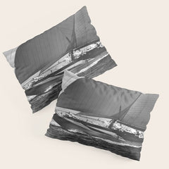 12-meter Sailing Yacht America's Cup Races nautical black and white photograph Pillow Sham