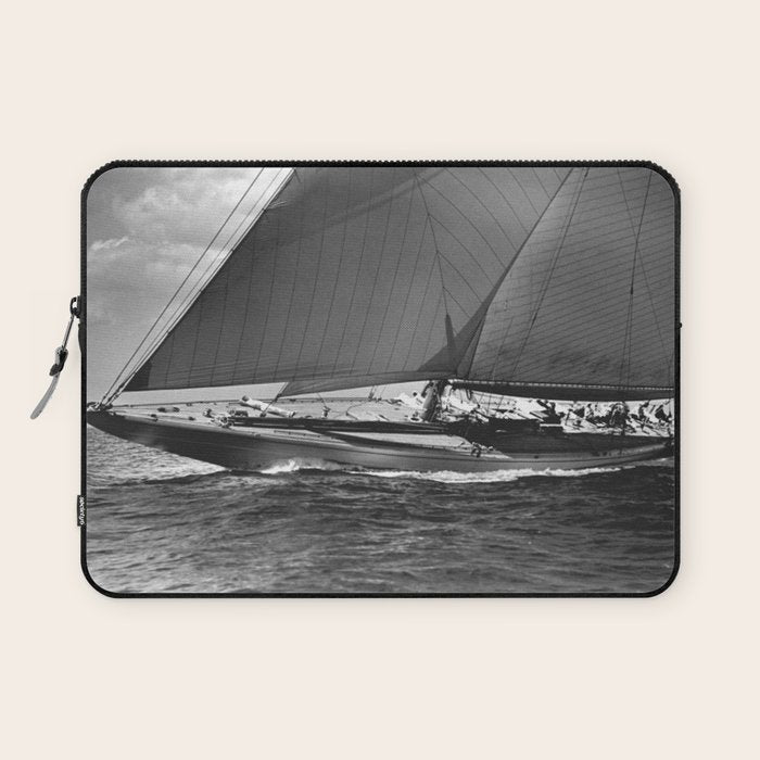 12-meter Sailing Yacht America's Cup Races nautical black and white photograph Laptop Sleeve