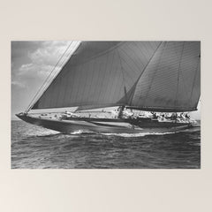 12-meter Sailing Yacht America's Cup Races nautical black and white photograph Welcome Mat