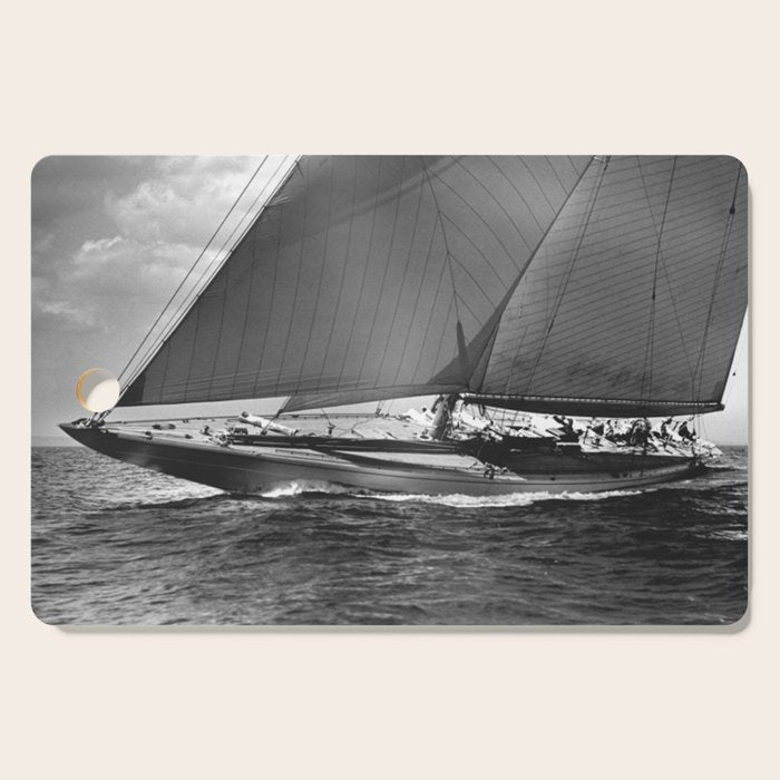 12-meter Sailing Yacht America's Cup Races nautical black and white photograph Cutting Board