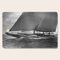 12-meter Sailing Yacht America's Cup Races nautical black and white photograph Cutting Board