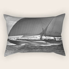 12-meter Sailing Yacht America's Cup Races nautical black and white photograph Rectangular Pillow