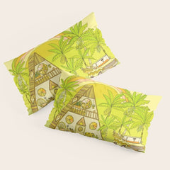 a frame simple living // banana pancakes // retro surf art by surfy birdy Pillow Sham