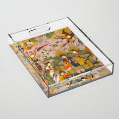 (Book of omens) Angels bow before Adam and Eve in Paradise Islamic Antique Art  Acrylic Tray