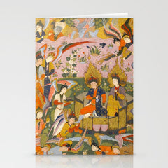 (Book of omens) Angels bow before Adam and Eve in Paradise Islamic Antique Art  Stationery Card