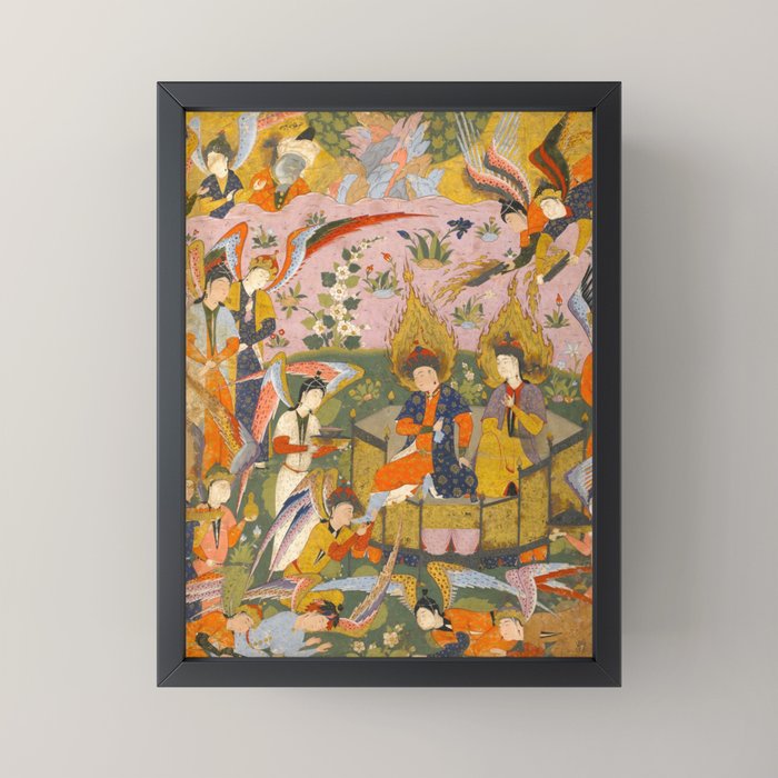 (Book of omens) Angels bow before Adam and Eve in Paradise Islamic Antique Art  Mini Art Print