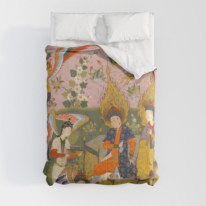 (Book of omens) Angels bow before Adam and Eve in Paradise Islamic Antique Art  Comforter
