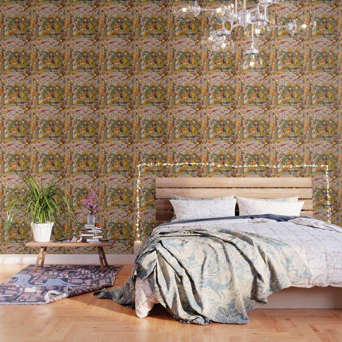 (Book of omens) Angels bow before Adam and Eve in Paradise Islamic Antique Art  Wallpaper