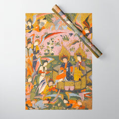 (Book of omens) Angels bow before Adam and Eve in Paradise Islamic Antique Art  Wrapping Paper