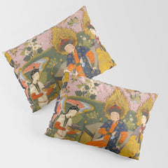 (Book of omens) Angels bow before Adam and Eve in Paradise Islamic Antique Art  Pillow Sham
