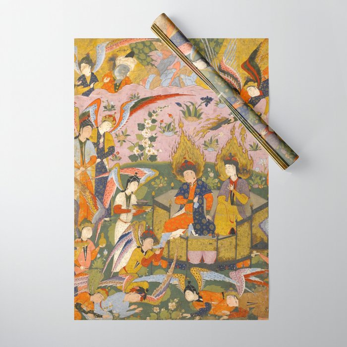 (Book of omens) Angels bow before Adam and Eve in Paradise Islamic Antique Art  Wrapping Paper