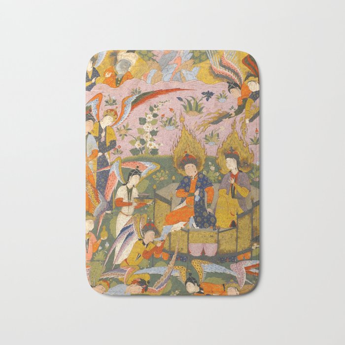 (Book of omens) Angels bow before Adam and Eve in Paradise Islamic Antique Art  Bath Mat