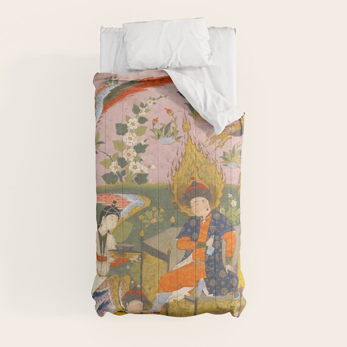 (Book of omens) Angels bow before Adam and Eve in Paradise Islamic Antique Art  Comforter