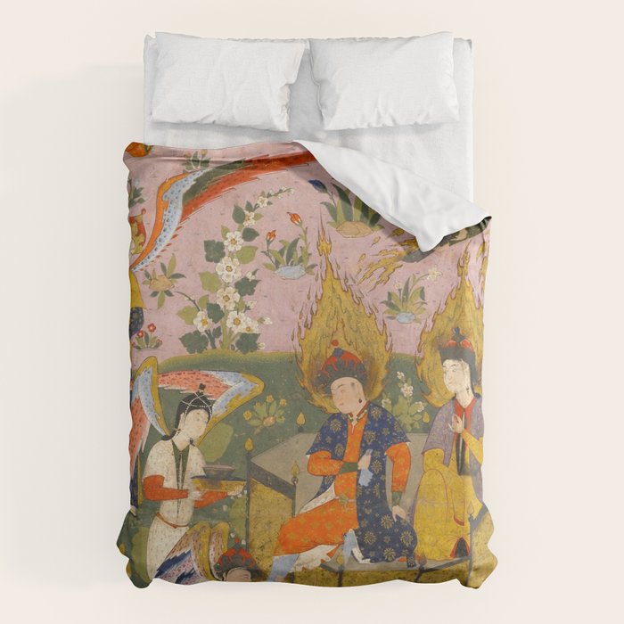 (Book of omens) Angels bow before Adam and Eve in Paradise Islamic Antique Art  Duvet Cover