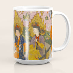 (Book of omens) Angels bow before Adam and Eve in Paradise Islamic Antique Art  Coffee Mug