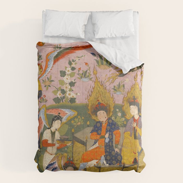 (Book of omens) Angels bow before Adam and Eve in Paradise Islamic Antique Art  Comforter