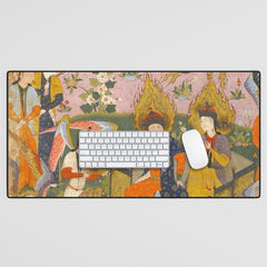 (Book of omens) Angels bow before Adam and Eve in Paradise Islamic Antique Art  Desk Mat