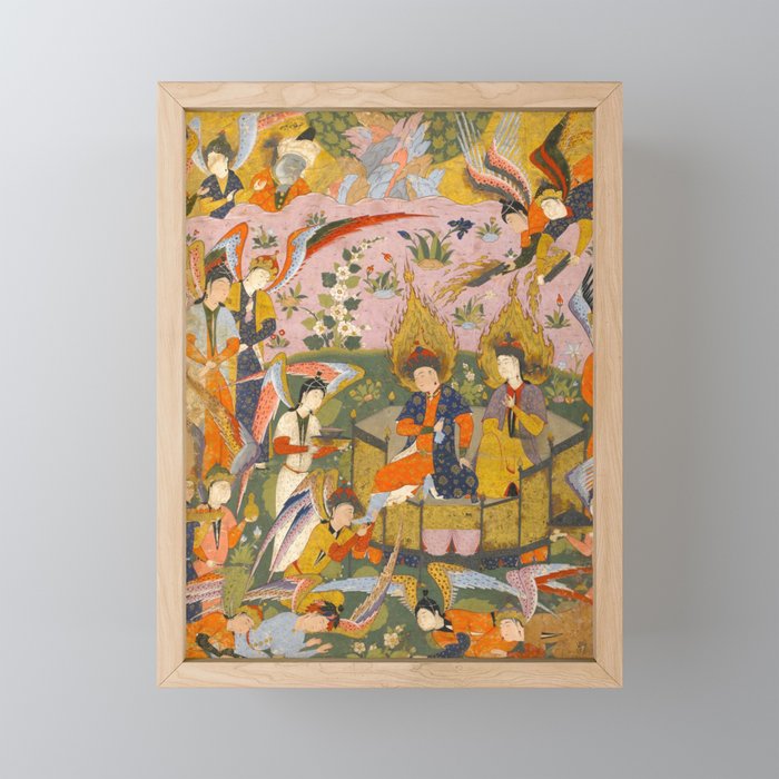 (Book of omens) Angels bow before Adam and Eve in Paradise Islamic Antique Art  Mini Art Print