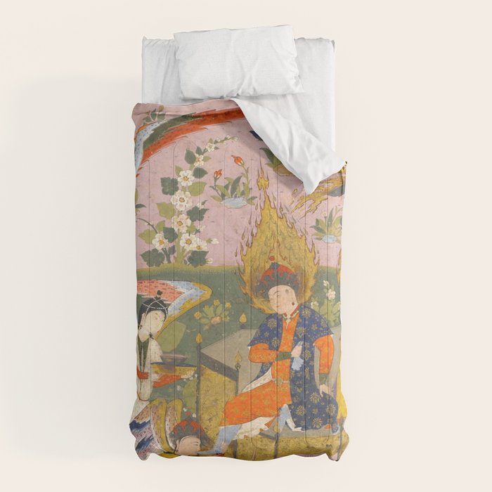 (Book of omens) Angels bow before Adam and Eve in Paradise Islamic Antique Art  Comforter