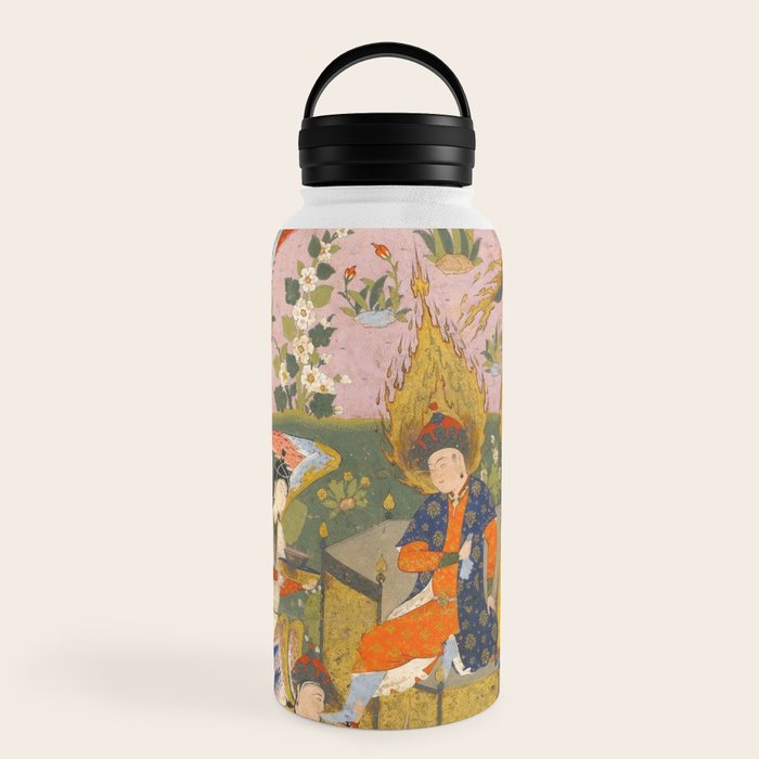 (Book of omens) Angels bow before Adam and Eve in Paradise Islamic Antique Art  Water Bottle