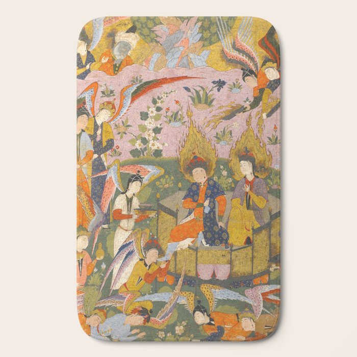(Book of omens) Angels bow before Adam and Eve in Paradise Islamic Antique Art  Bath Mat