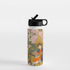(Book of omens) Angels bow before Adam and Eve in Paradise Islamic Antique Art  Water Bottle