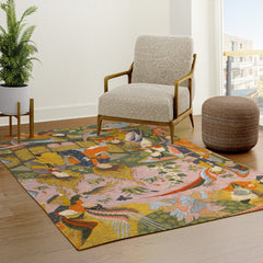 (Book of omens) Angels bow before Adam and Eve in Paradise Islamic Antique Art  Rug
