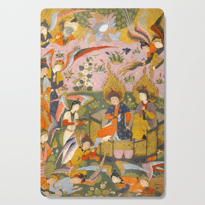 (Book of omens) Angels bow before Adam and Eve in Paradise Islamic Antique Art  Cutting Board