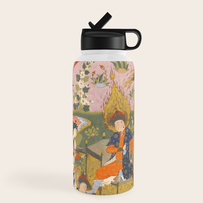 (Book of omens) Angels bow before Adam and Eve in Paradise Islamic Antique Art  Water Bottle