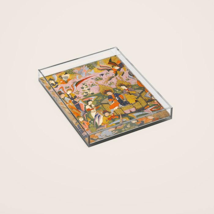 (Book of omens) Angels bow before Adam and Eve in Paradise Islamic Antique Art  Acrylic Tray