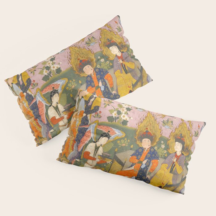 (Book of omens) Angels bow before Adam and Eve in Paradise Islamic Antique Art  Pillow Sham