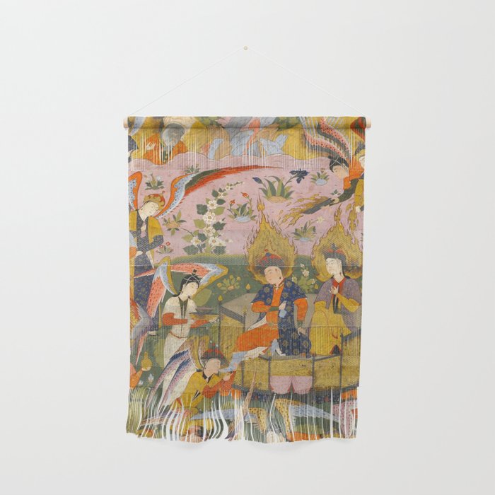 (Book of omens) Angels bow before Adam and Eve in Paradise Islamic Antique Art  Wall Hanging