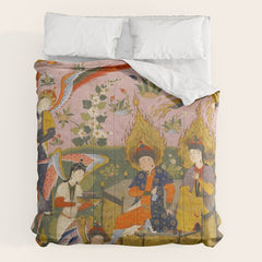 (Book of omens) Angels bow before Adam and Eve in Paradise Islamic Antique Art  Comforter