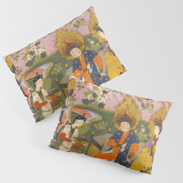 (Book of omens) Angels bow before Adam and Eve in Paradise Islamic Antique Art  Pillow Sham