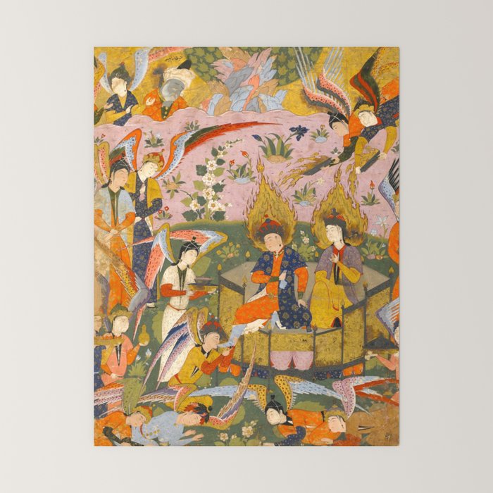 (Book of omens) Angels bow before Adam and Eve in Paradise Islamic Antique Art  Mini Art Print