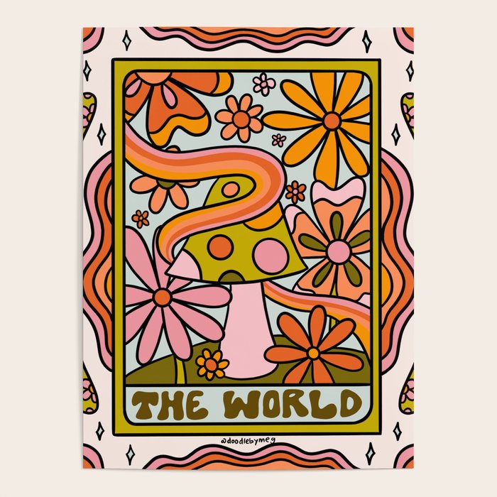 21. World Tarot Mushroom Poster