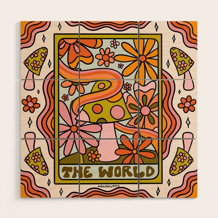 21. World Tarot Mushroom Wood Wall Art