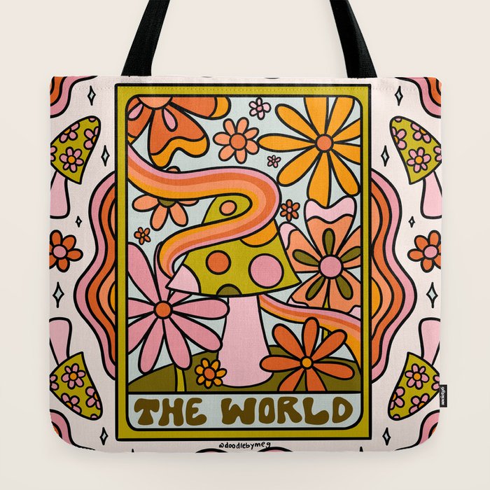 21. World Tarot Mushroom Tote Bag