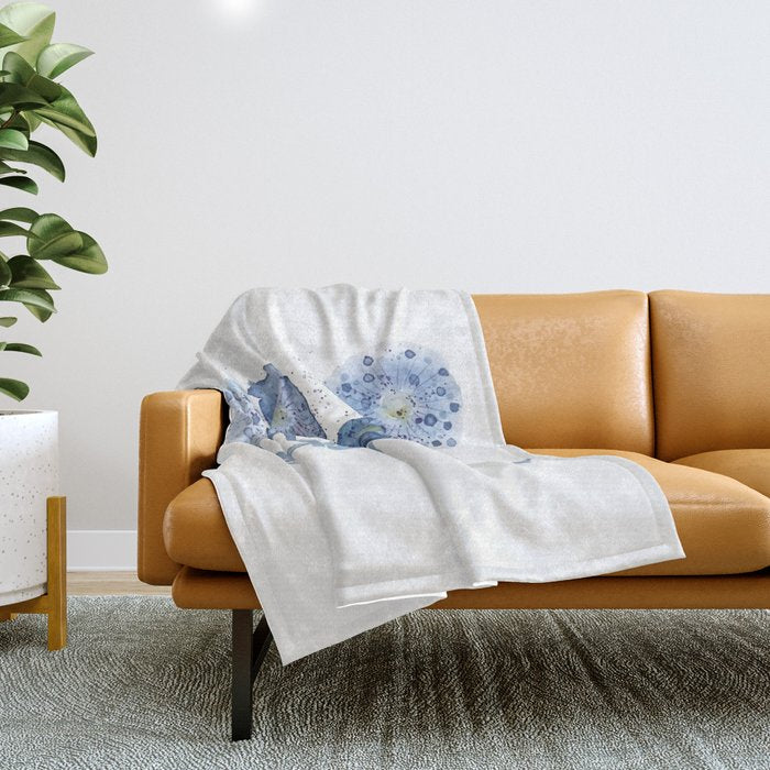 4 indigo abstract dandelion 2 Throw Blanket