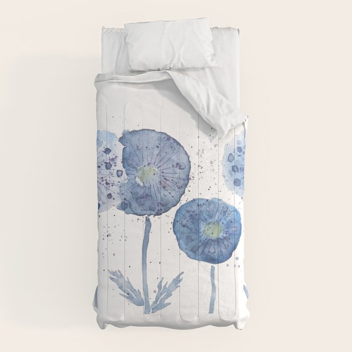 4 indigo abstract dandelion 2 Comforter