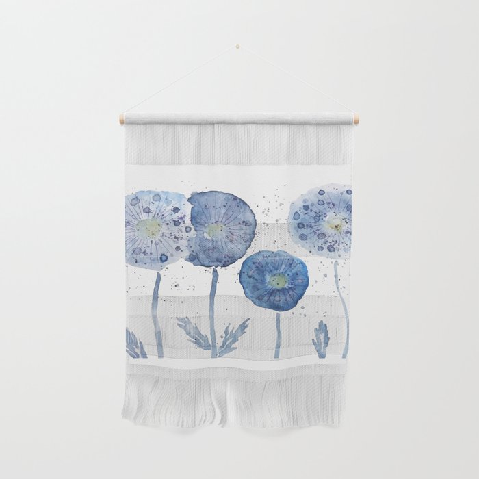 4 indigo abstract dandelion 2 Wall Hanging
