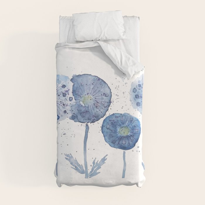 4 indigo abstract dandelion 2 Duvet Cover