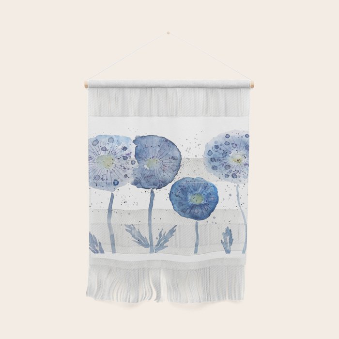 4 indigo abstract dandelion 2 Wall Hanging