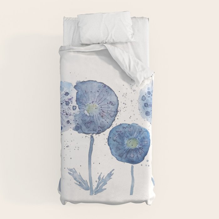 4 indigo abstract dandelion 2 Duvet Cover