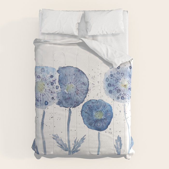 4 indigo abstract dandelion 2 Comforter