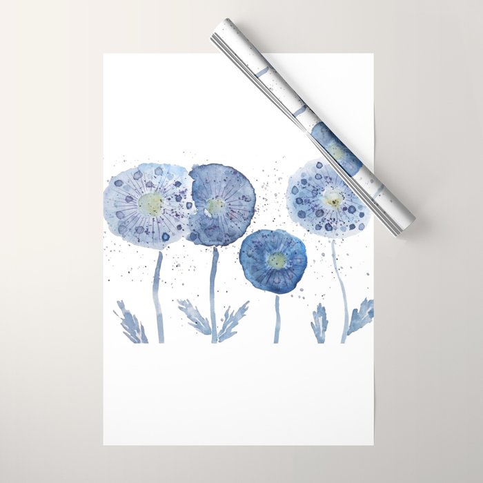 4 indigo abstract dandelion 2 Wrapping Paper